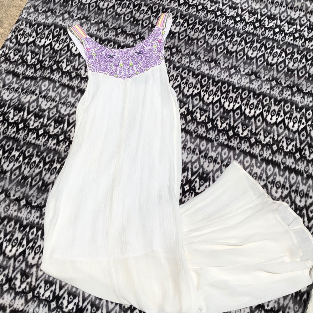 White summer dress with  embroidered detail